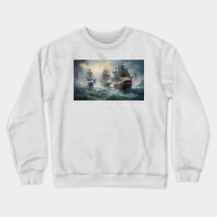 Naval Battle Between Pirate Sailing Ships, Caribbean Seascape #3 Crewneck Sweatshirt